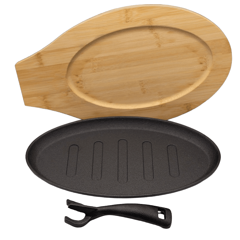 Cast Iron Simmer Plate with Wood Base