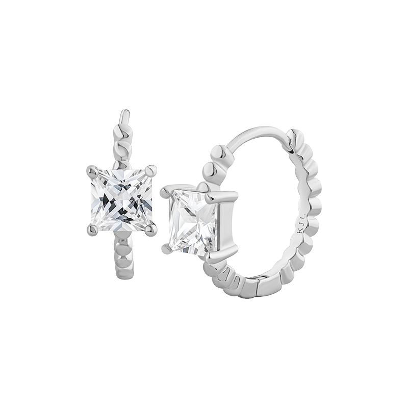 1.5 Cttw Princess Cz On Ball Hoop