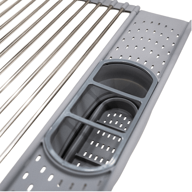 Roll-Up Over the Sink Drying Rack with Utensil Organizer