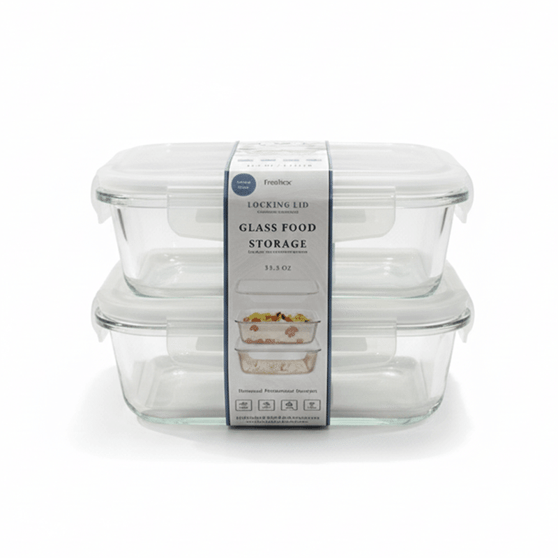 Textured Glass Containers w/ Lids 