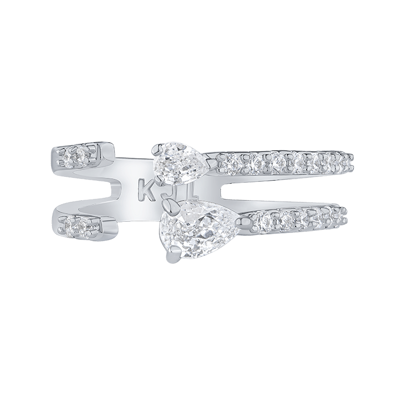 Round Cz Pear Pointed Open Half Ring