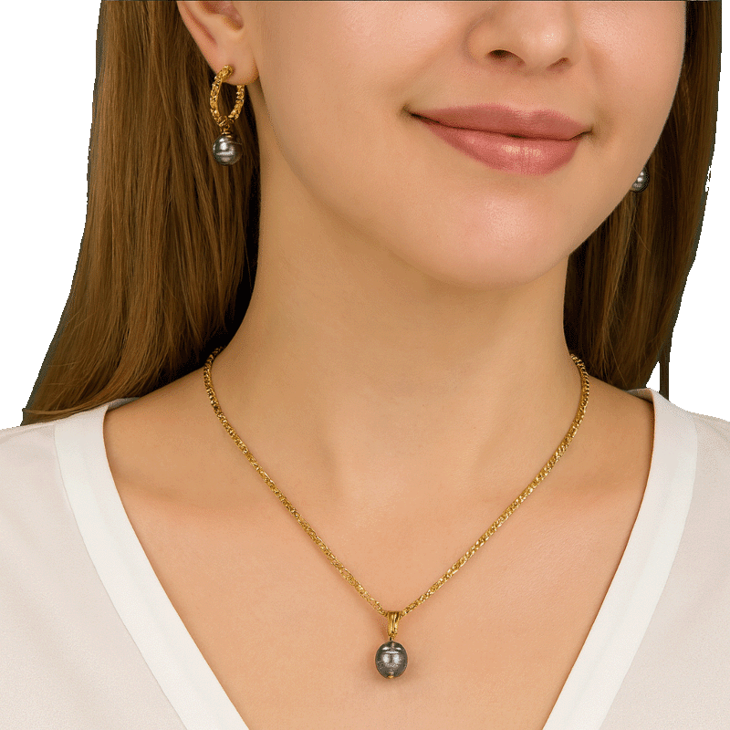 14K Gold Plated Freshwater Pearl Necklace & Earring Set