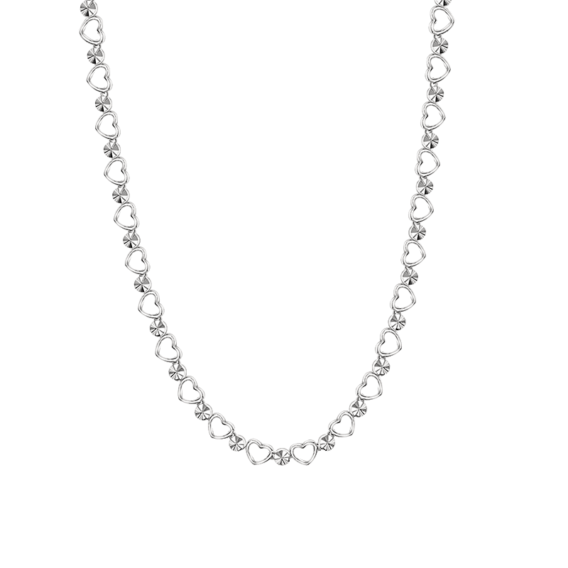 Diamond Cut & Hearts Choker Necklace