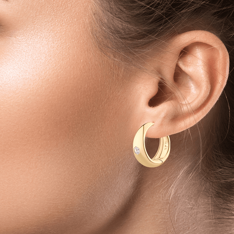 Trend Cz Hoops With Center Round Cz Inlay