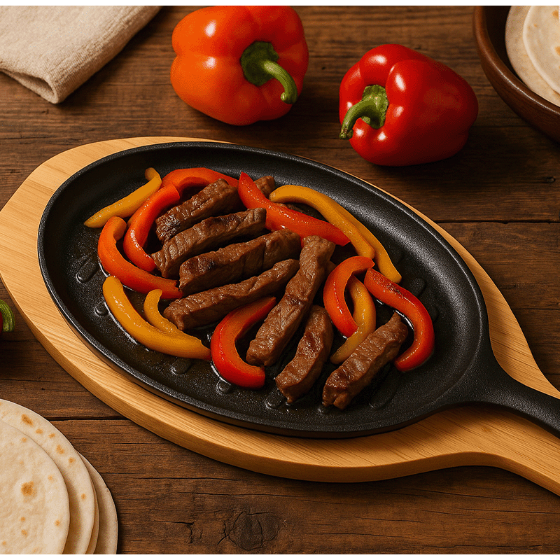 Cast Iron Simmer Plate with Wood Base