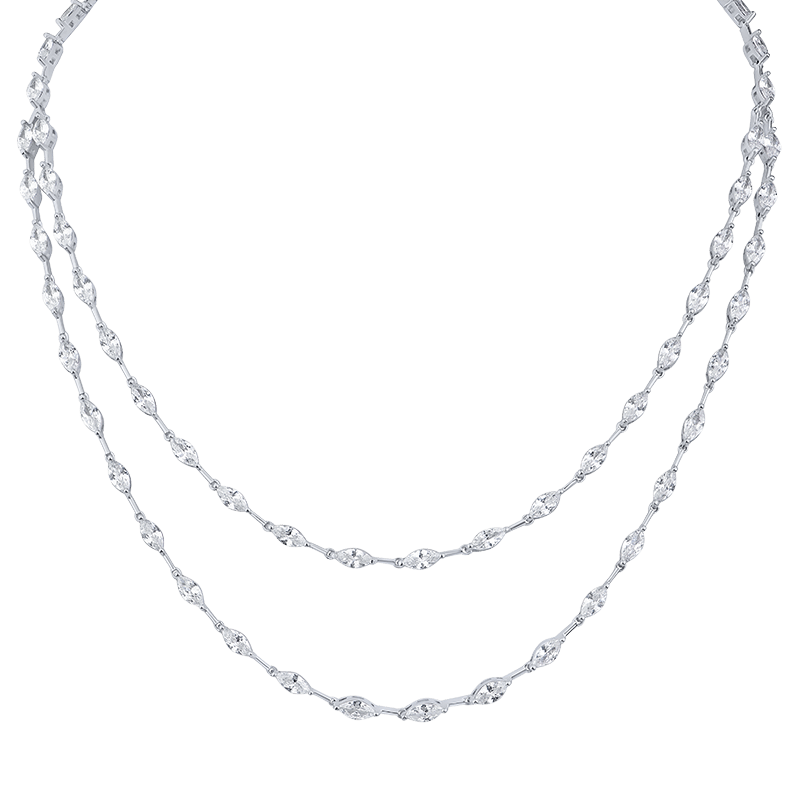 Marquise Layered Bar Spaced Necklace