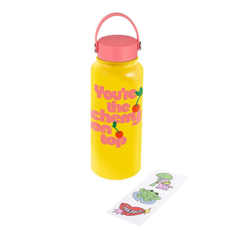 Stainless Steel Water Bottle, Cherry on Top