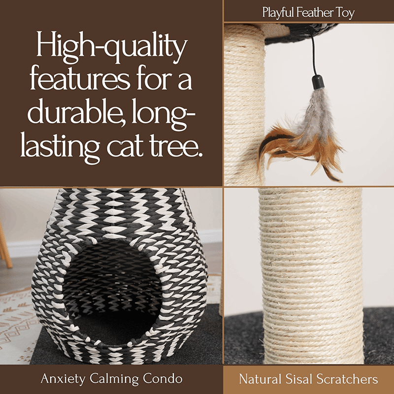 49" Ace Handwoven Black & White Cat Tree