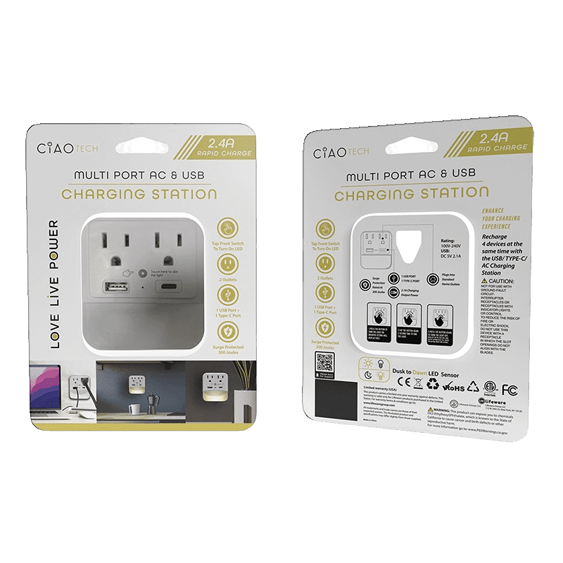 Multiport Charging Station with LED Light