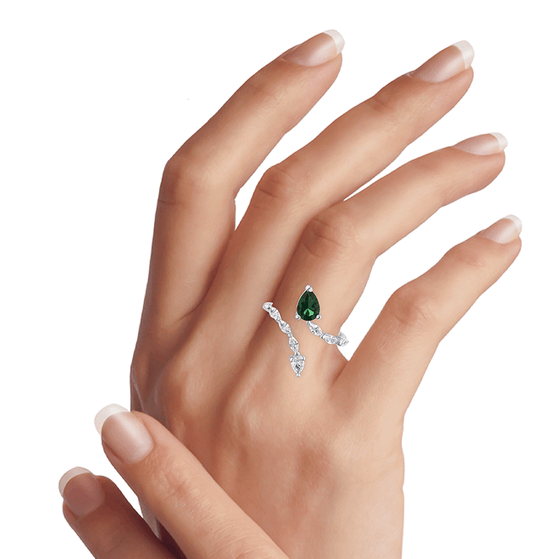 1.75 Cttw Pear Open Wrapped Cz Ring (Size 7)