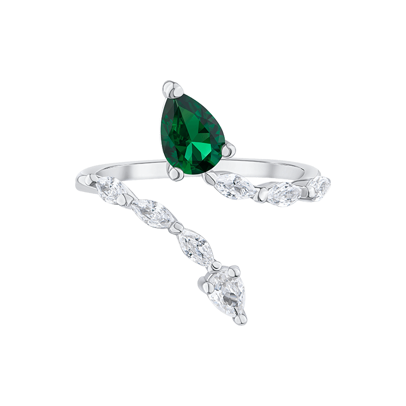 1.75 Cttw Pear Open Wrapped Cz Ring (Size 7)