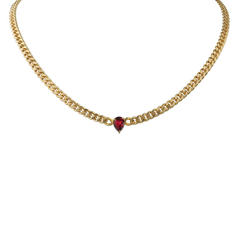 .75 Cttw Dainty Curb Chain Necklace Pear Cz Center