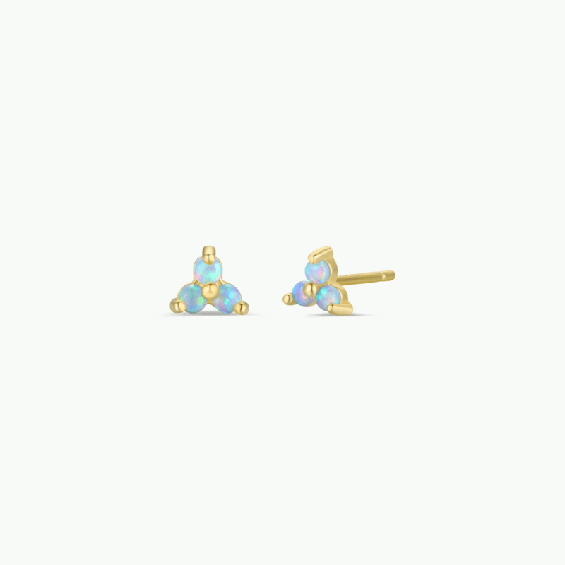 Trio Cluster Gold Earrings - Fire Opals