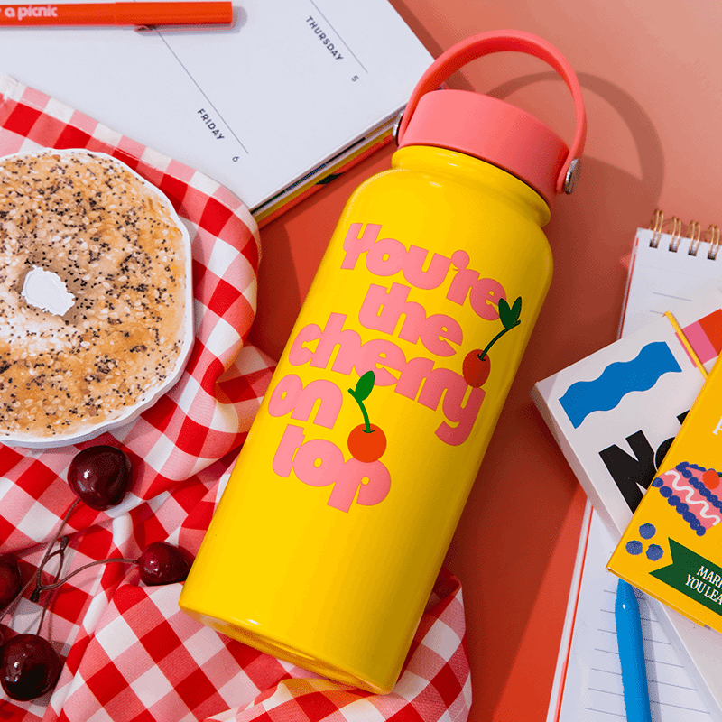 Stainless Steel Water Bottle, Cherry on Top