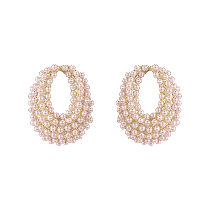 Classic Pearl Cluster 18k Gold Plated Stud Earrings (E2491.PNK.G)
