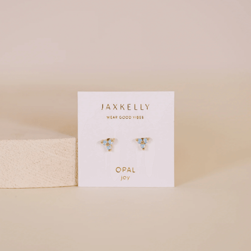 Trio Cluster Gold Earrings - Fire Opals