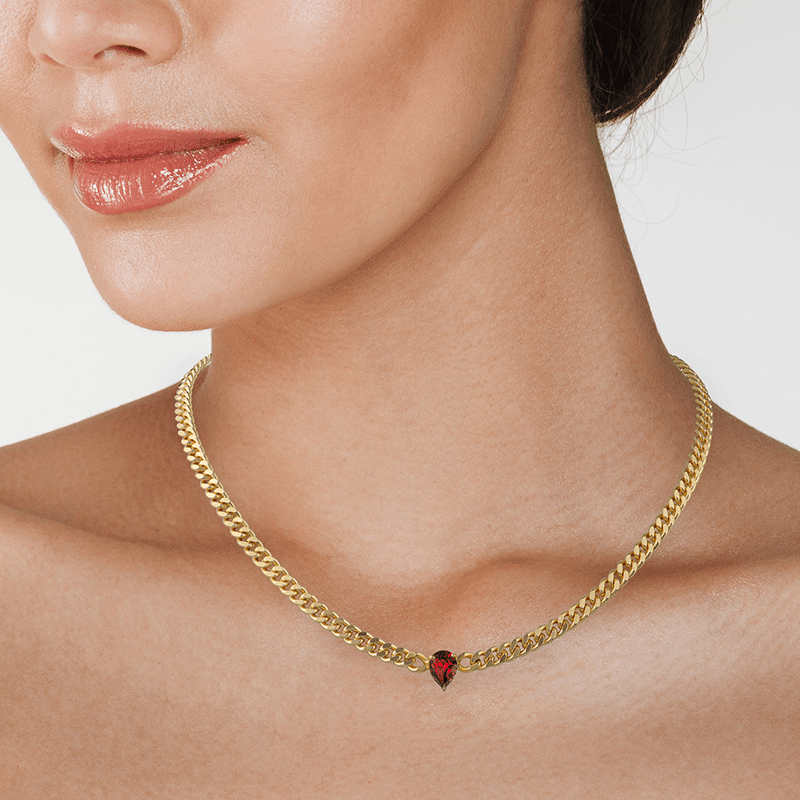 .75 Cttw Dainty Curb Chain Necklace Pear Cz Center