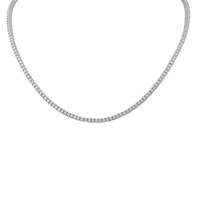 8Cttw Rnd Cz (2Mm) Delicate Tennis Necklace