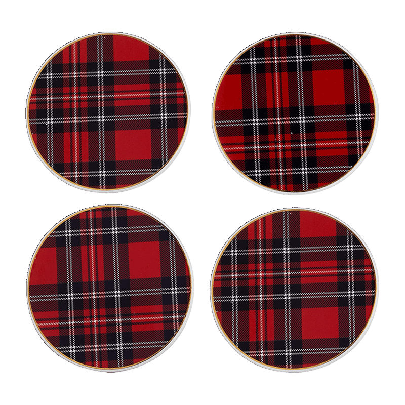 Ceramic Coaster Set, Angie Plaid