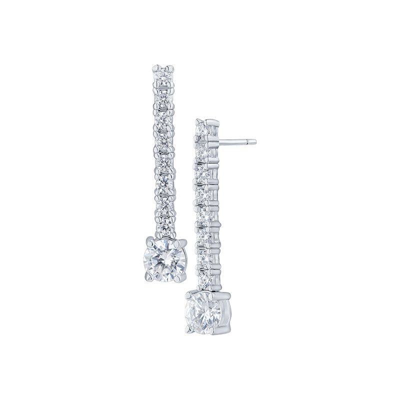 2.5 Cttw Linear Round Cz Drop Earrings