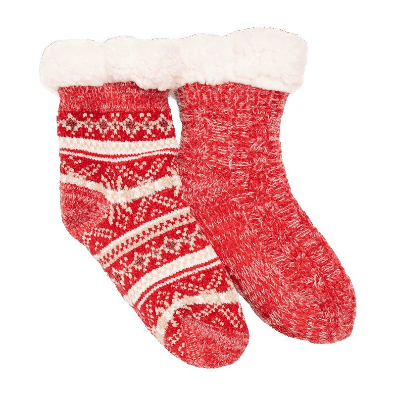 2 Pair Pack Chenille/Eyelash Mix Cabin Socks