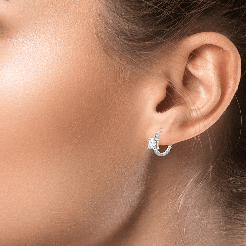 1.5 Cttw Princess Cz On Ball Hoop