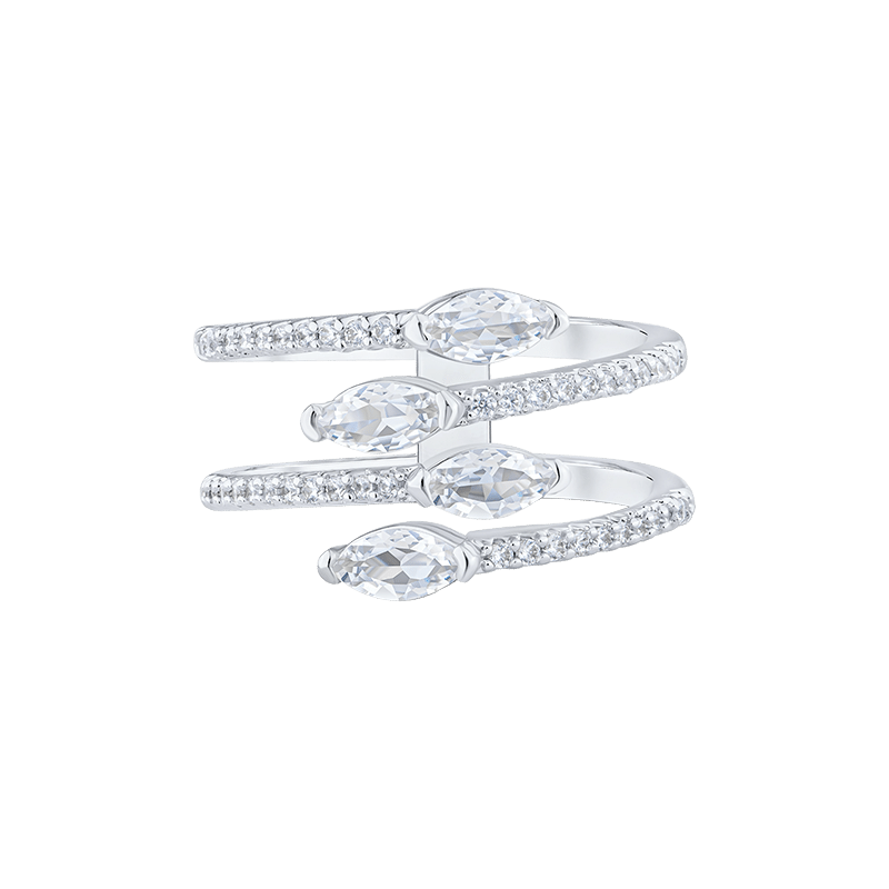 3 Cttw Pave Cz Marquis Claw Ring (Size 7)