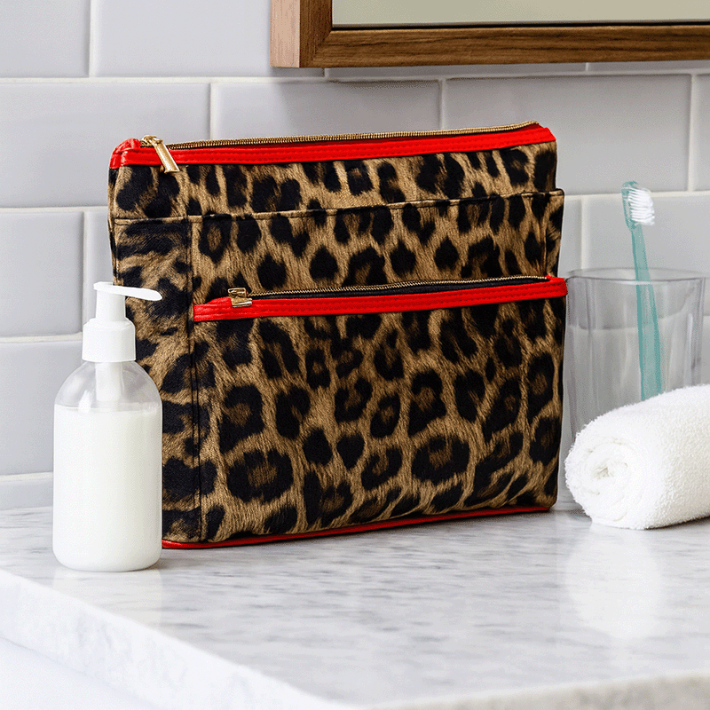 Leopard Cosmetic Toiletry Bag Set
