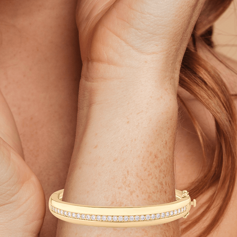 Center Row Cz Chubby Trend Bangle