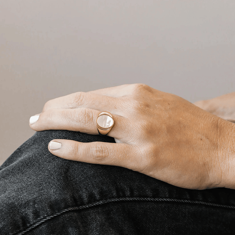 Mother of Pearl Signet Ring