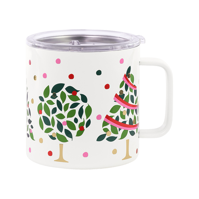 Stainless Steel Coffee Mug, Evergreen Confetti Dot