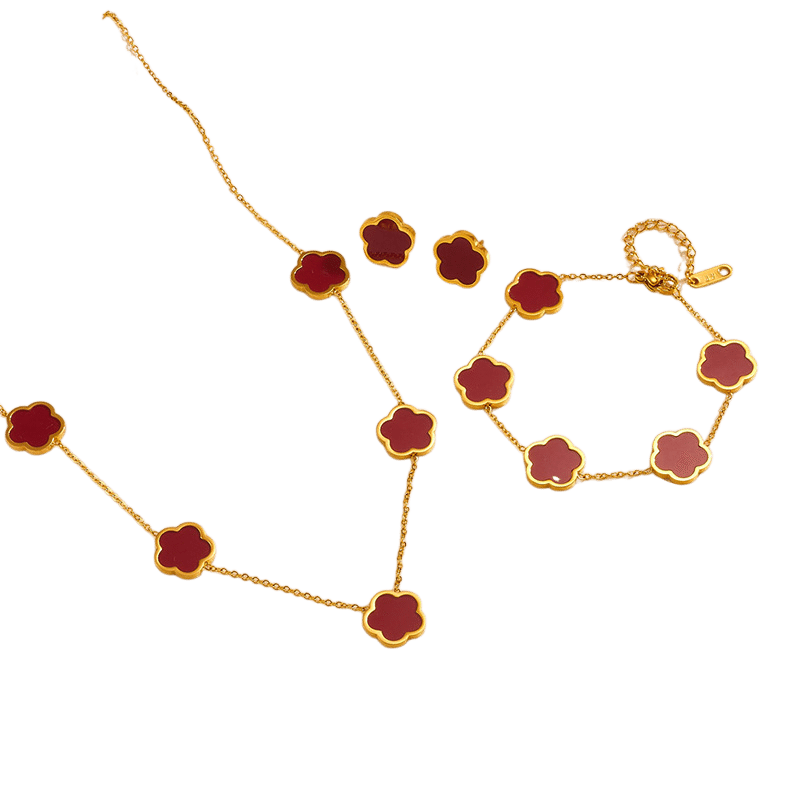18K Gold Plated Clover Jewelry Set