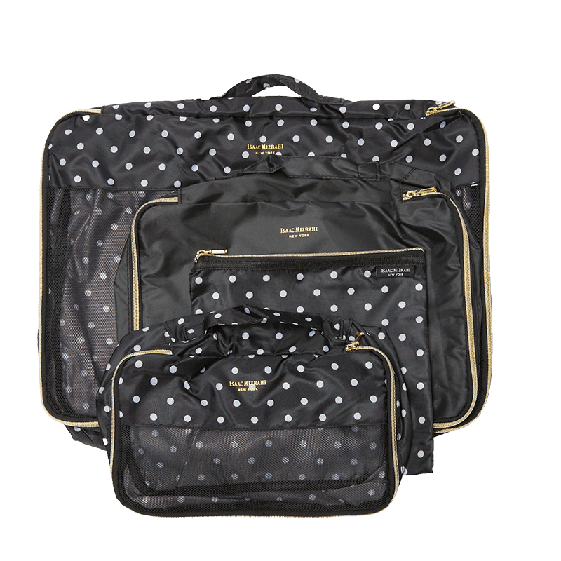 Black Polka Dot 4 Piece Packing Cubes