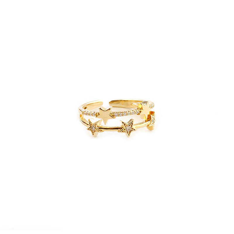 Adjustable Double Band Multi Star Ring