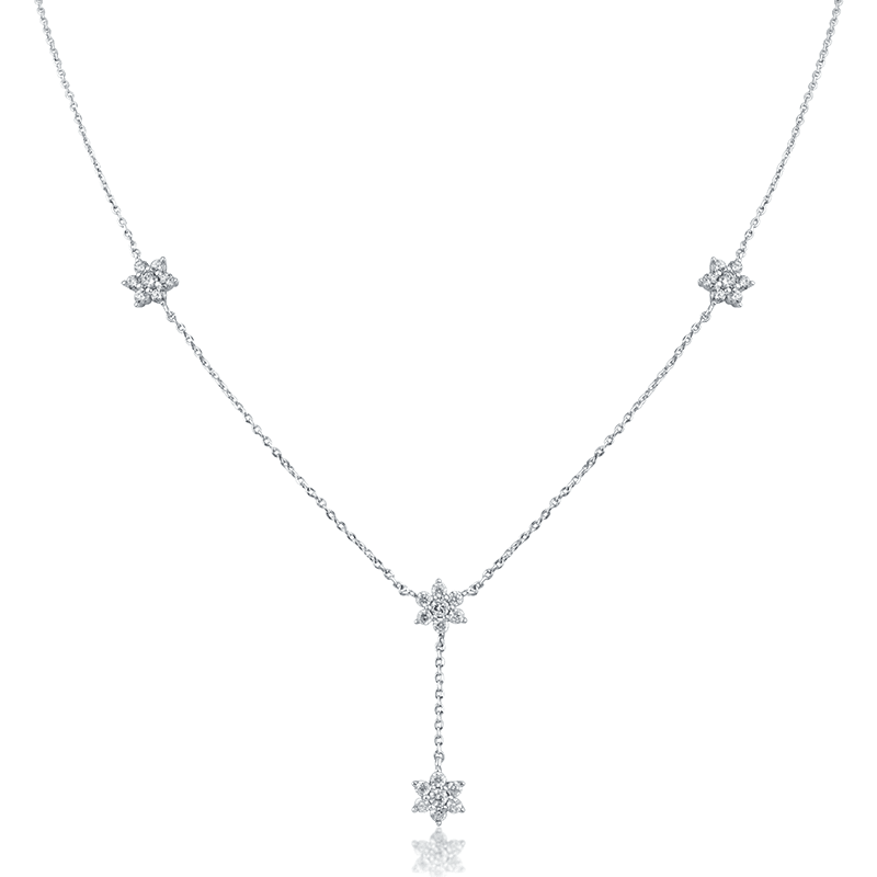 2 Cttw Rnd Cz 4-Floral Stations "Y"Neck (17+3"L) )Kn1236 Clsi)