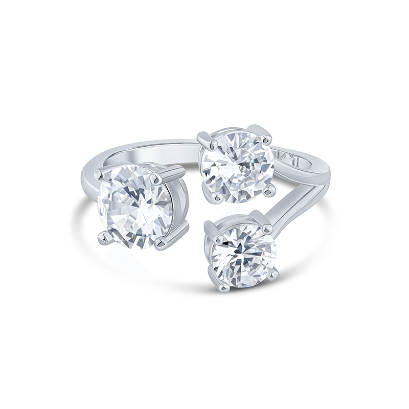 3 Round Cz Open Claw Ring - Size 6