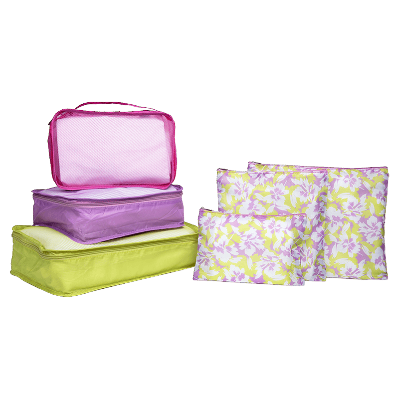 Lime Floral Multi Cube& Pouch 6pcs