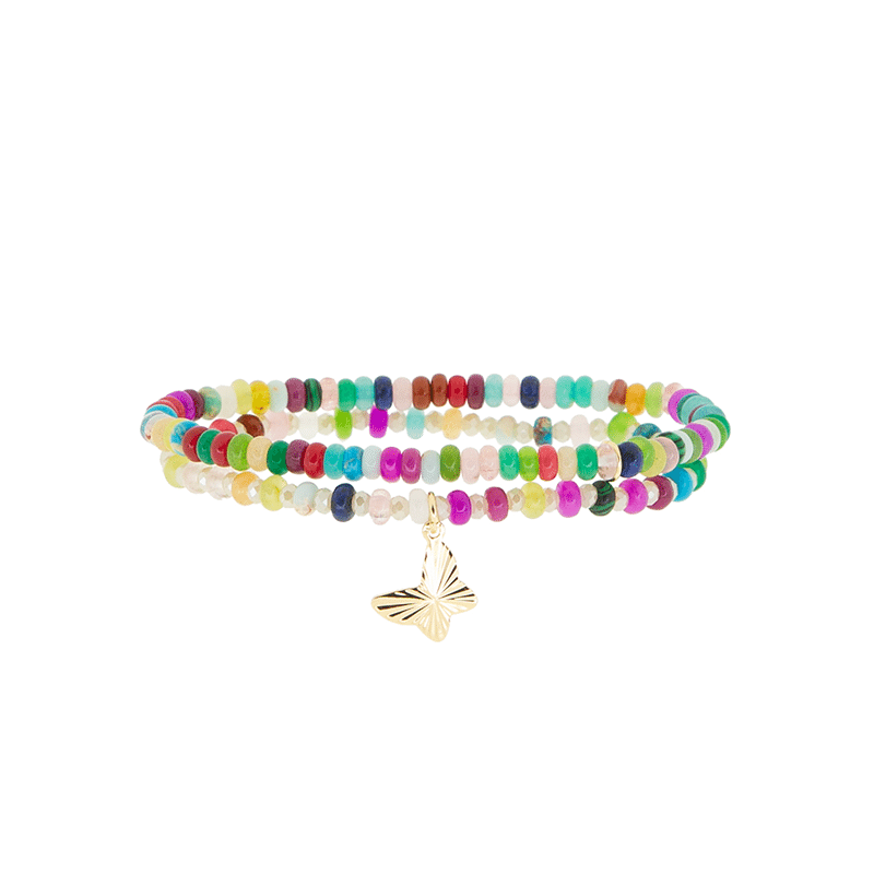 Stretch Beaded Bracelets with Butterfly Charm