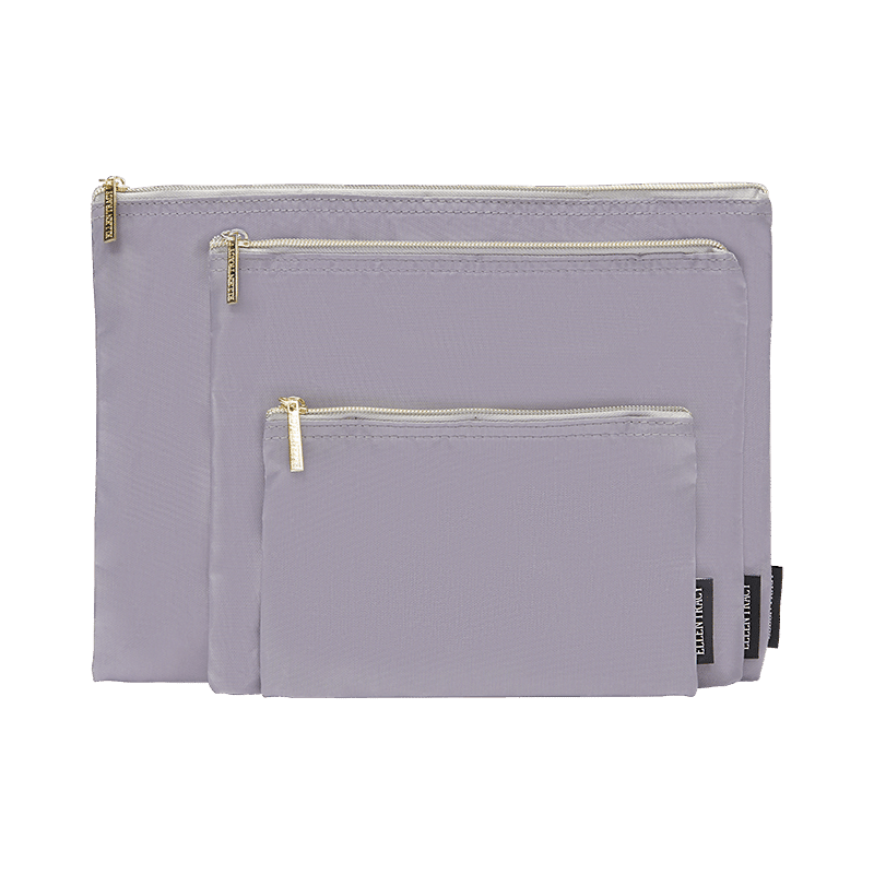 Lavender Grey 3 Piece Nylon Travel Pouches