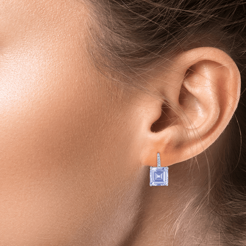 7 Cttw Asscher Cut CZ Delicate Drop Ear