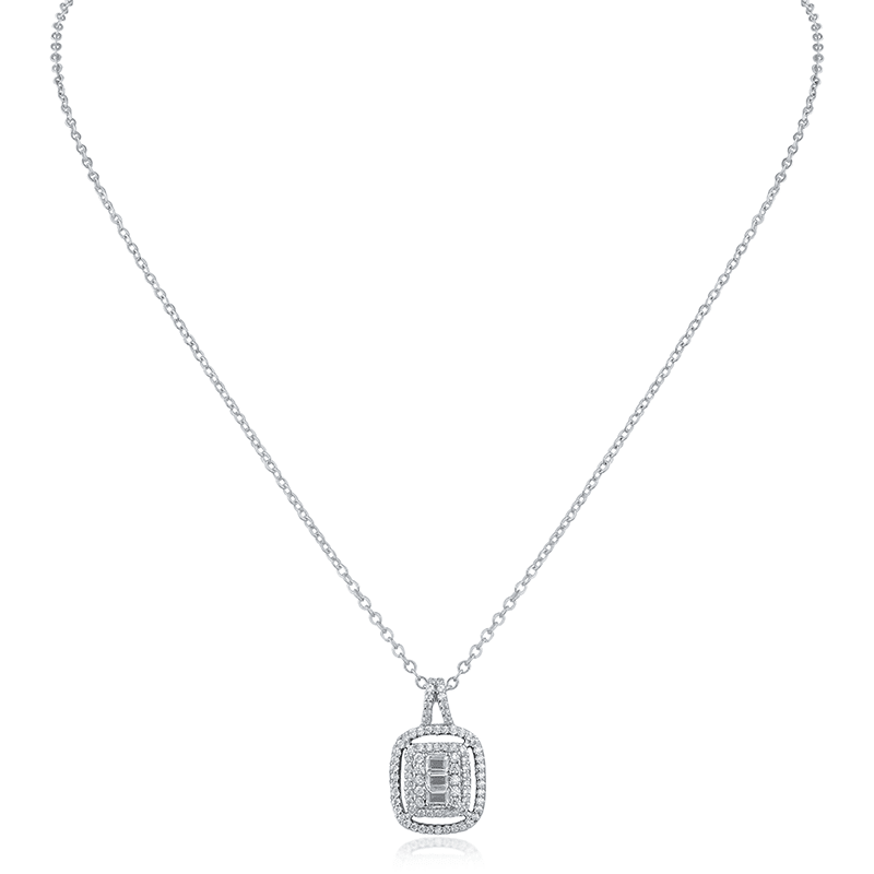 2.5 Cttw Emer/Pave Cz 3Row Border W/Emer Pend/Neck (16+3"L) )Kn1501 Clsi)