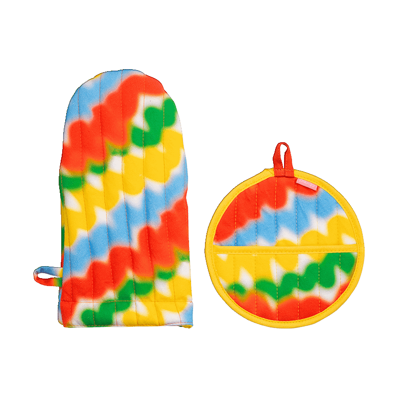 Oven Mitt and Pot Holder Set, Squiggles