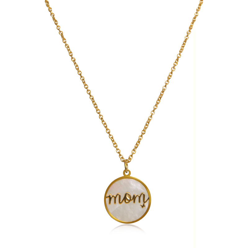 Stainless Steel Ivory Gold Mother-of-Pearl Necklace