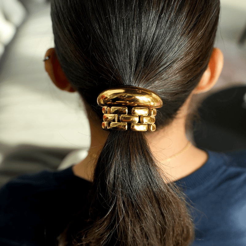 Stainless Steel Ria Gold Hair Tie (Set of 2)