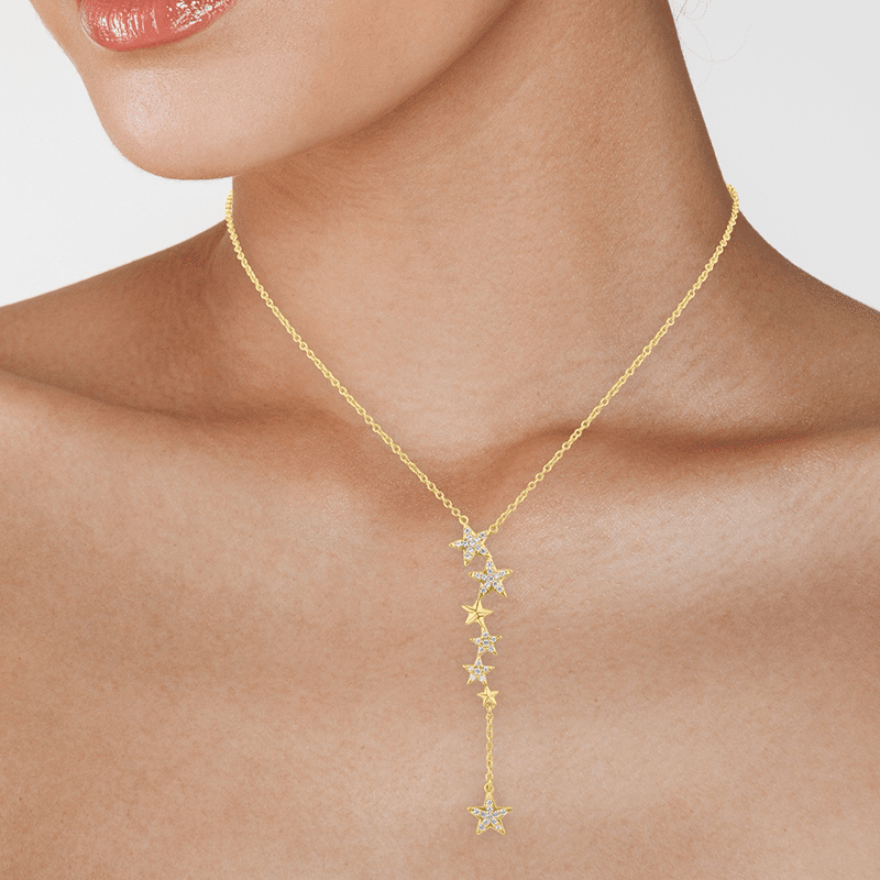 1 Cttw Pave Cz Falling Stars Pendant Necklace 