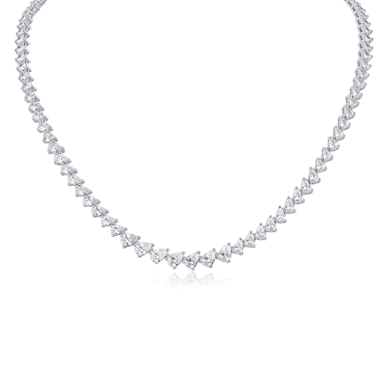 17 Cttw Pear Cz Tennis Necklace