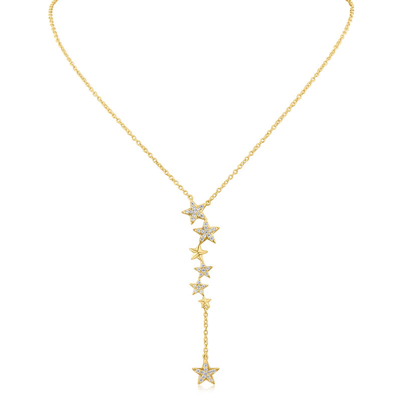 1 Cttw Pave Cz Falling Stars Pendant Necklace 