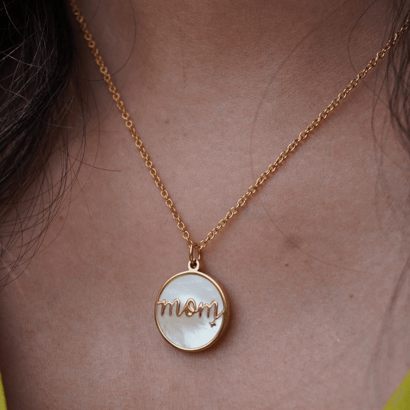 Stainless Steel Ivory Gold Mother-of-Pearl Necklace