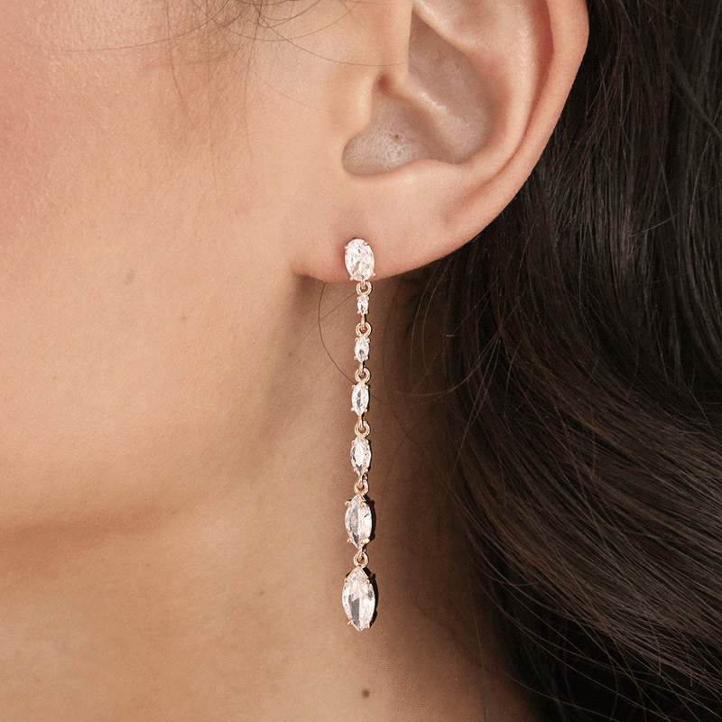 Dainty Marquise Oval Linear Earrings