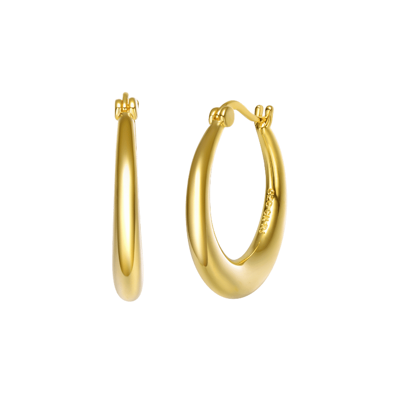 14K Gold Plated Large Hoop Earrings (Gold)